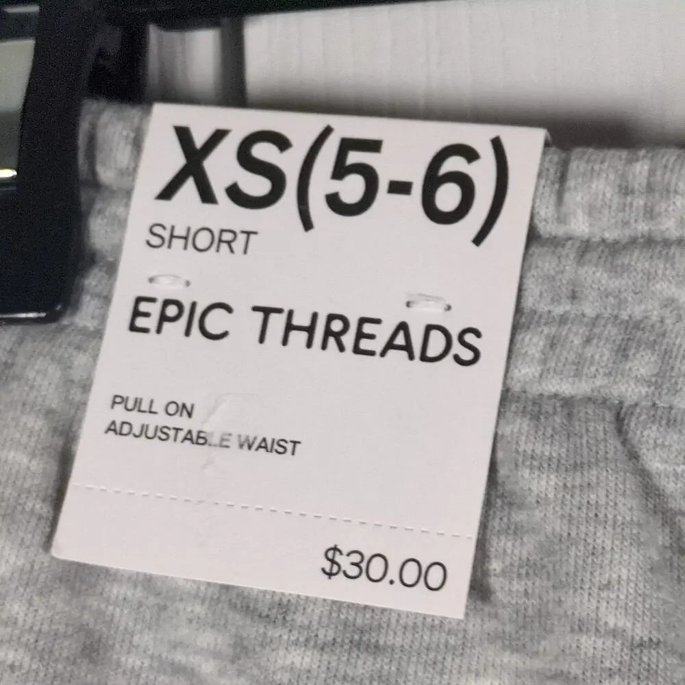 Epic Threads Boys Shorts XS 5-6 Gray Fleece Pull On Adjustable Waist NWT